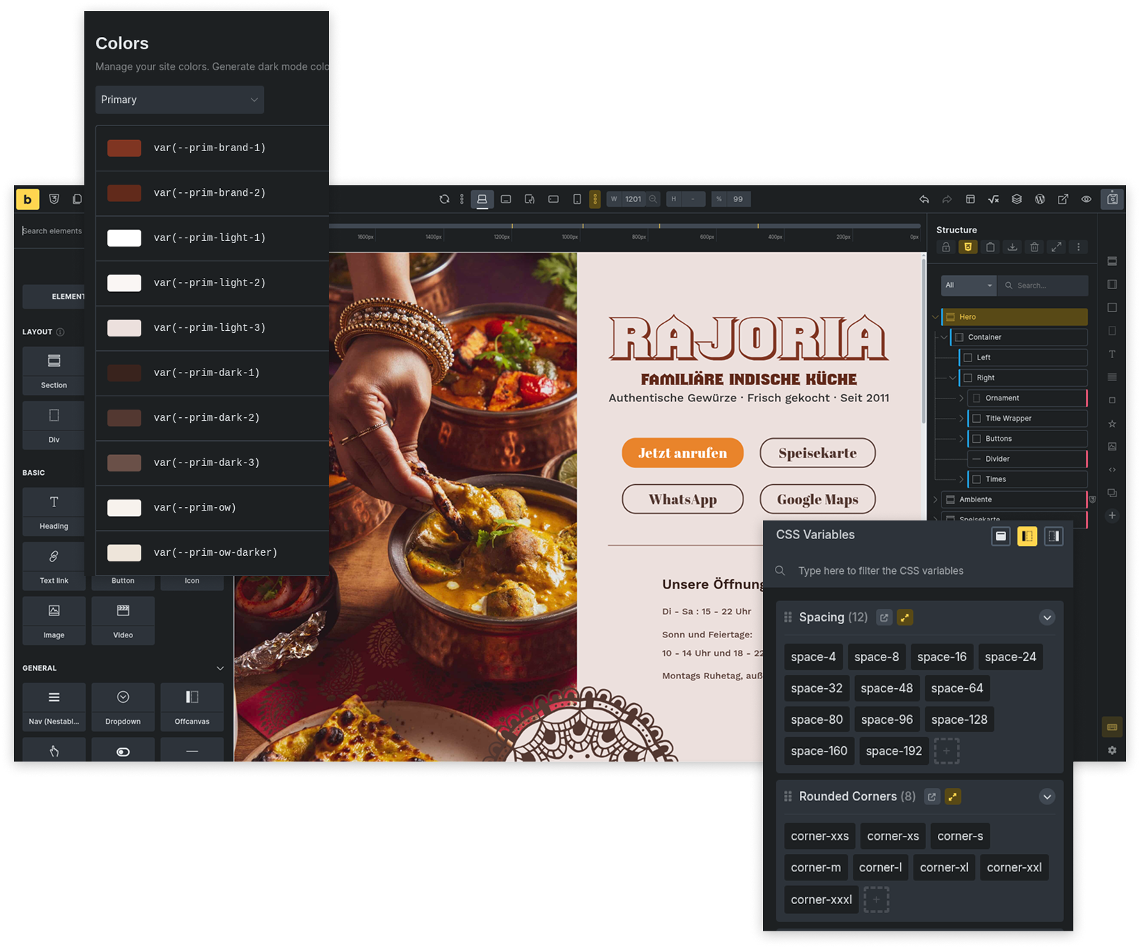 Umsetzung der Webseite im Pagebuilder Bricks