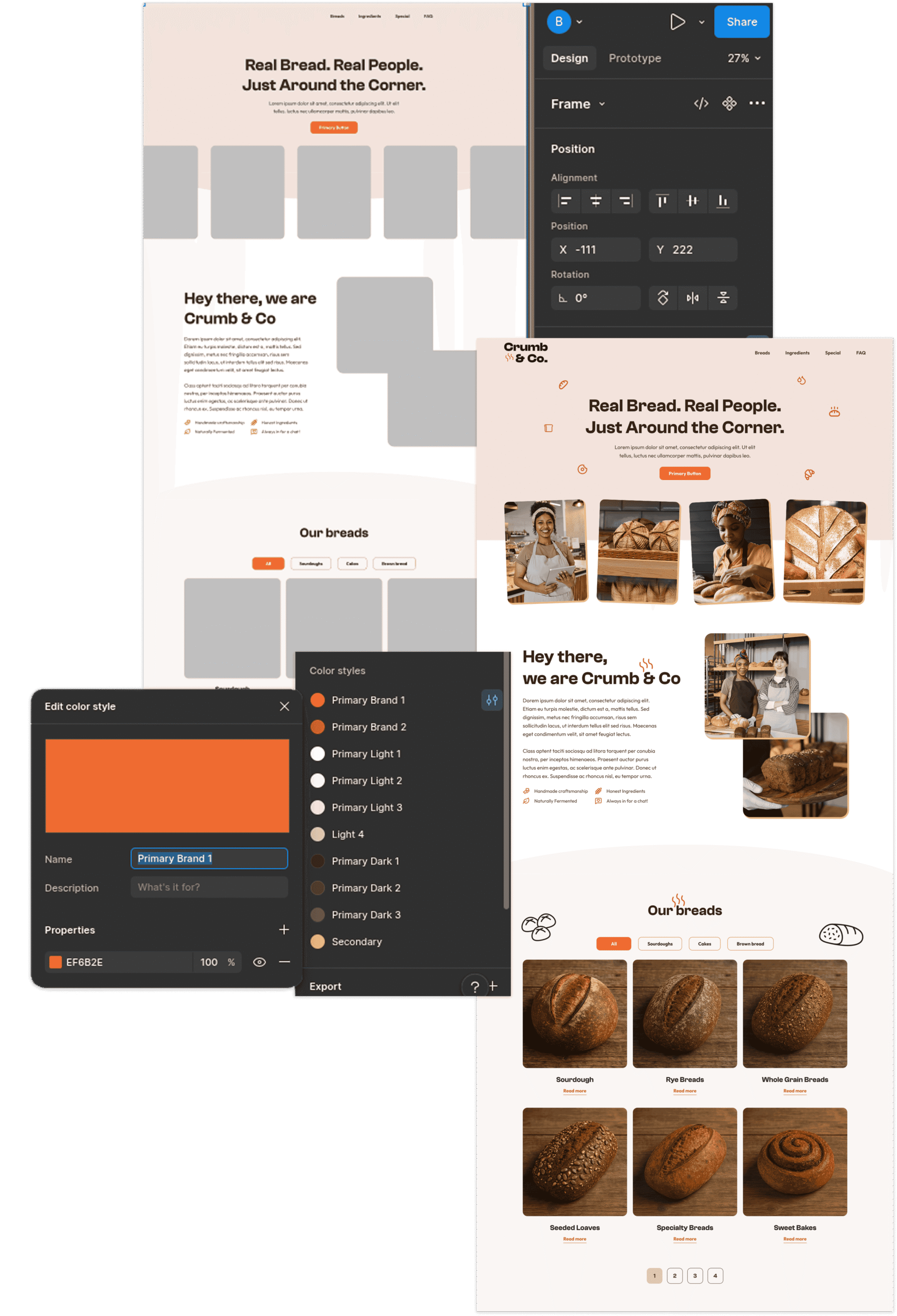 Design der Webseite in Figma