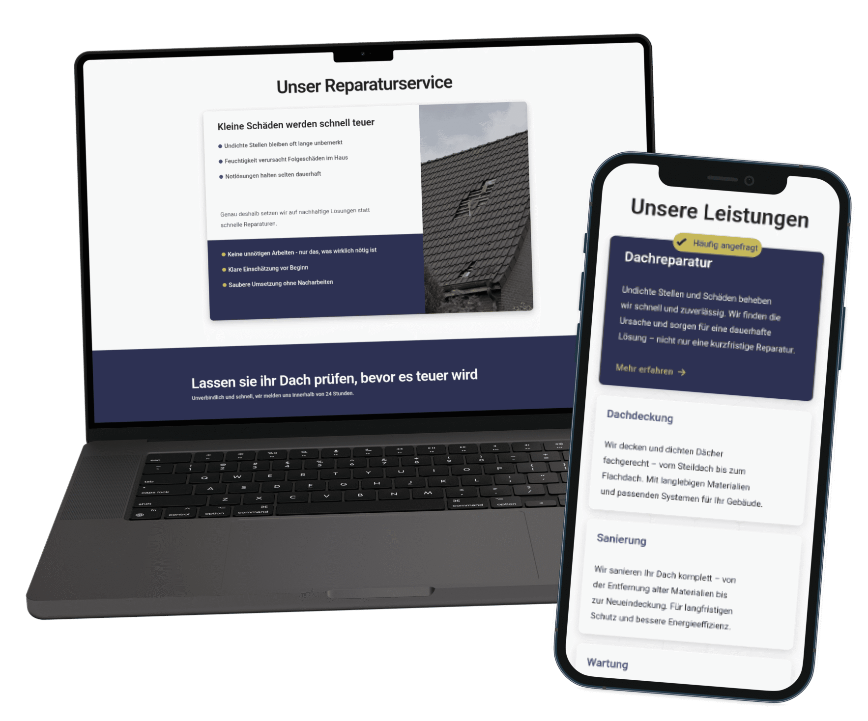 Mockups der Webseite auf Laptop und Handy