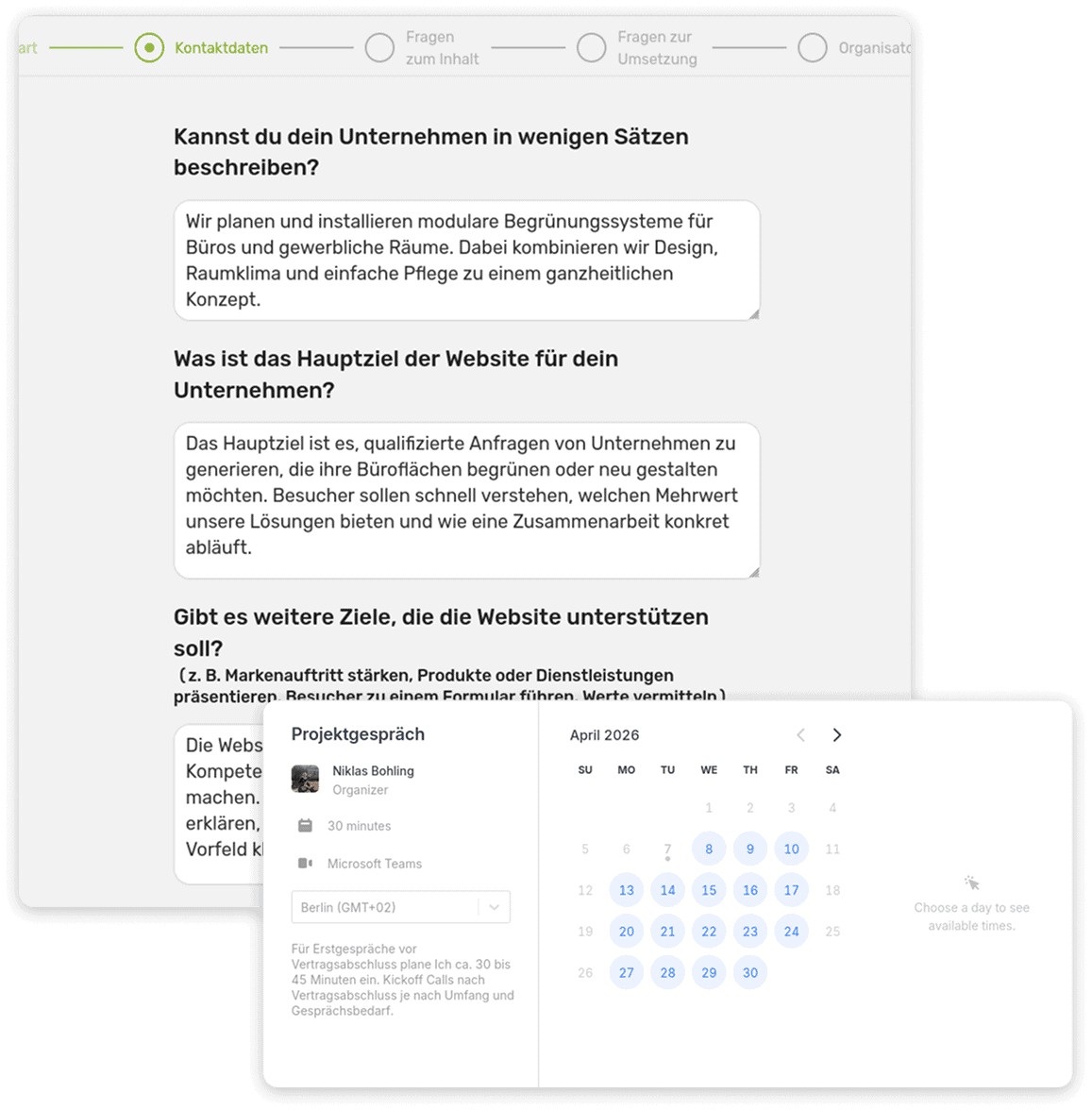 Fragebogen zum Start eines Webdesign-Projekts